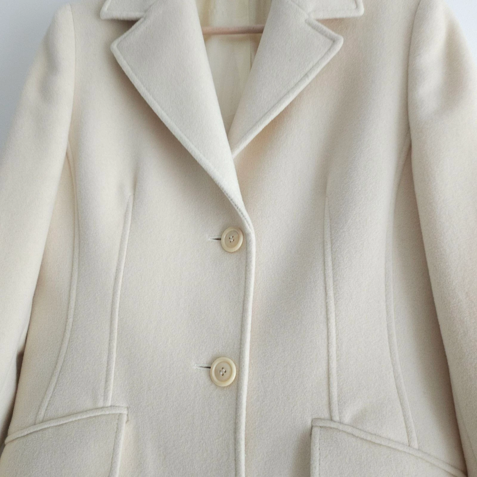 Loredana Del Monte 100% mérinos casaco creme longo – photo 4
